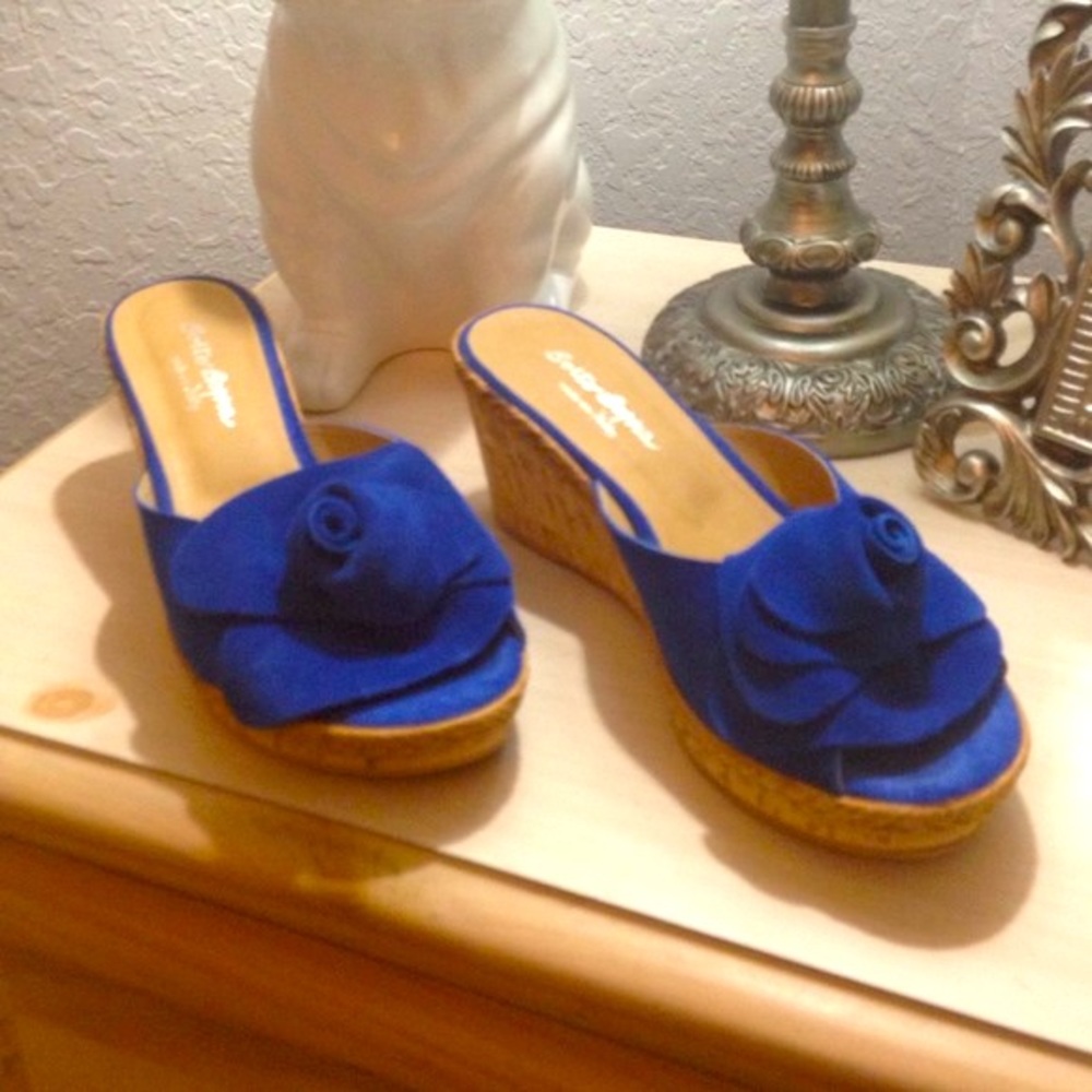 Italian royal blue wedges